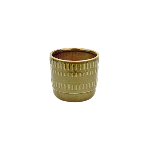 Keramieke Bloempot Bruin/Groen
